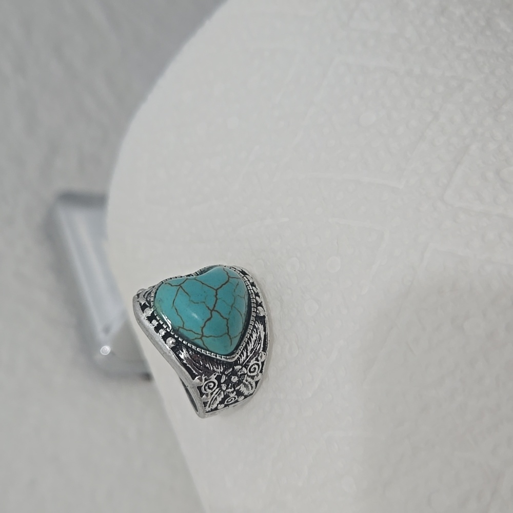 Heart-Shaped Turquoise Silver Ring